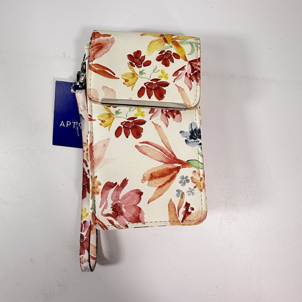 Apt 9 - Crossbody‎ Phone Bag/ Wallet, White Floral